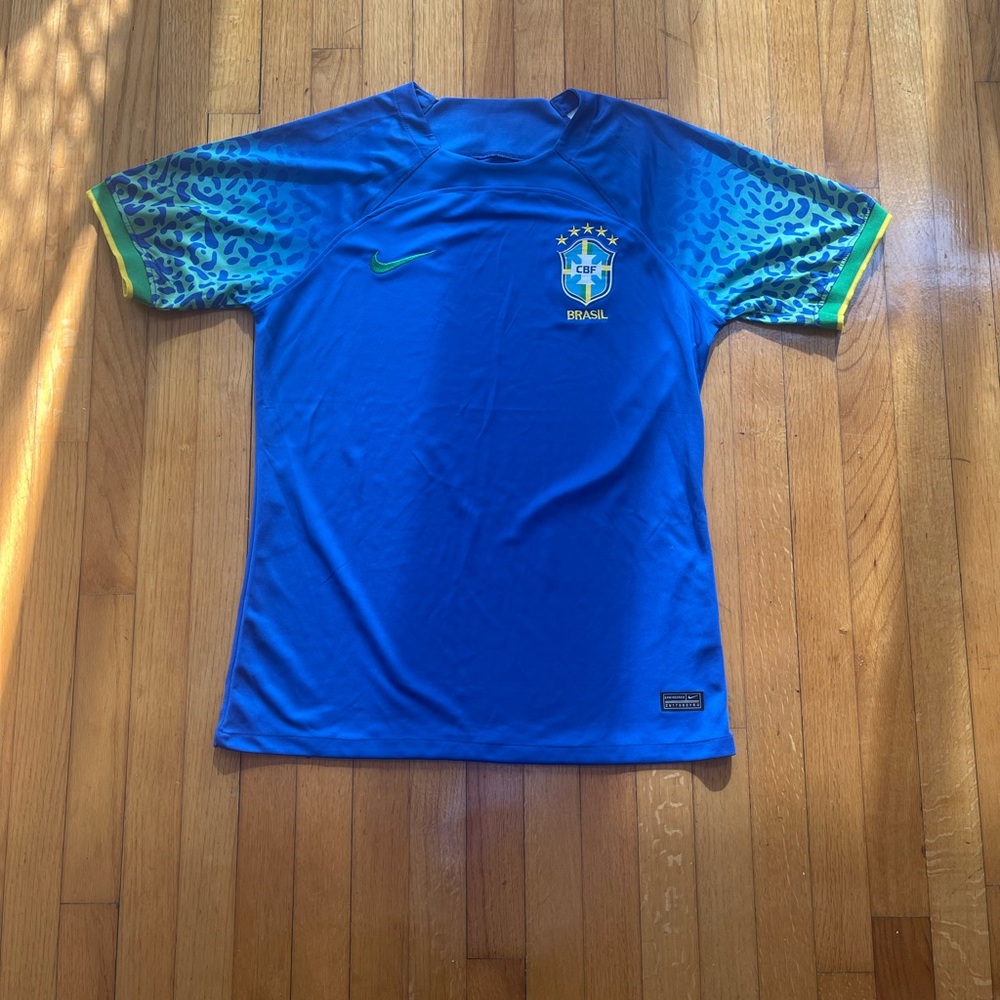 Nike Men’s Blue and Green Brazil Soccer Jersey